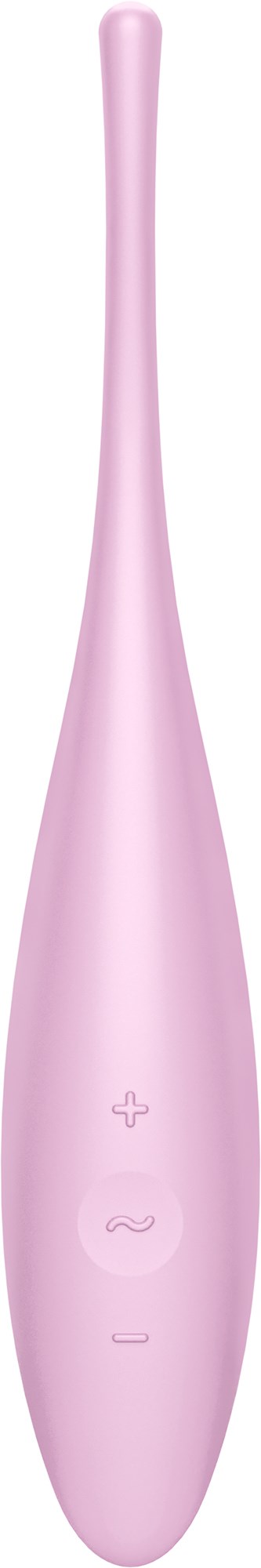 A pink electric toothbrush with a slim handle and control buttons on the front.