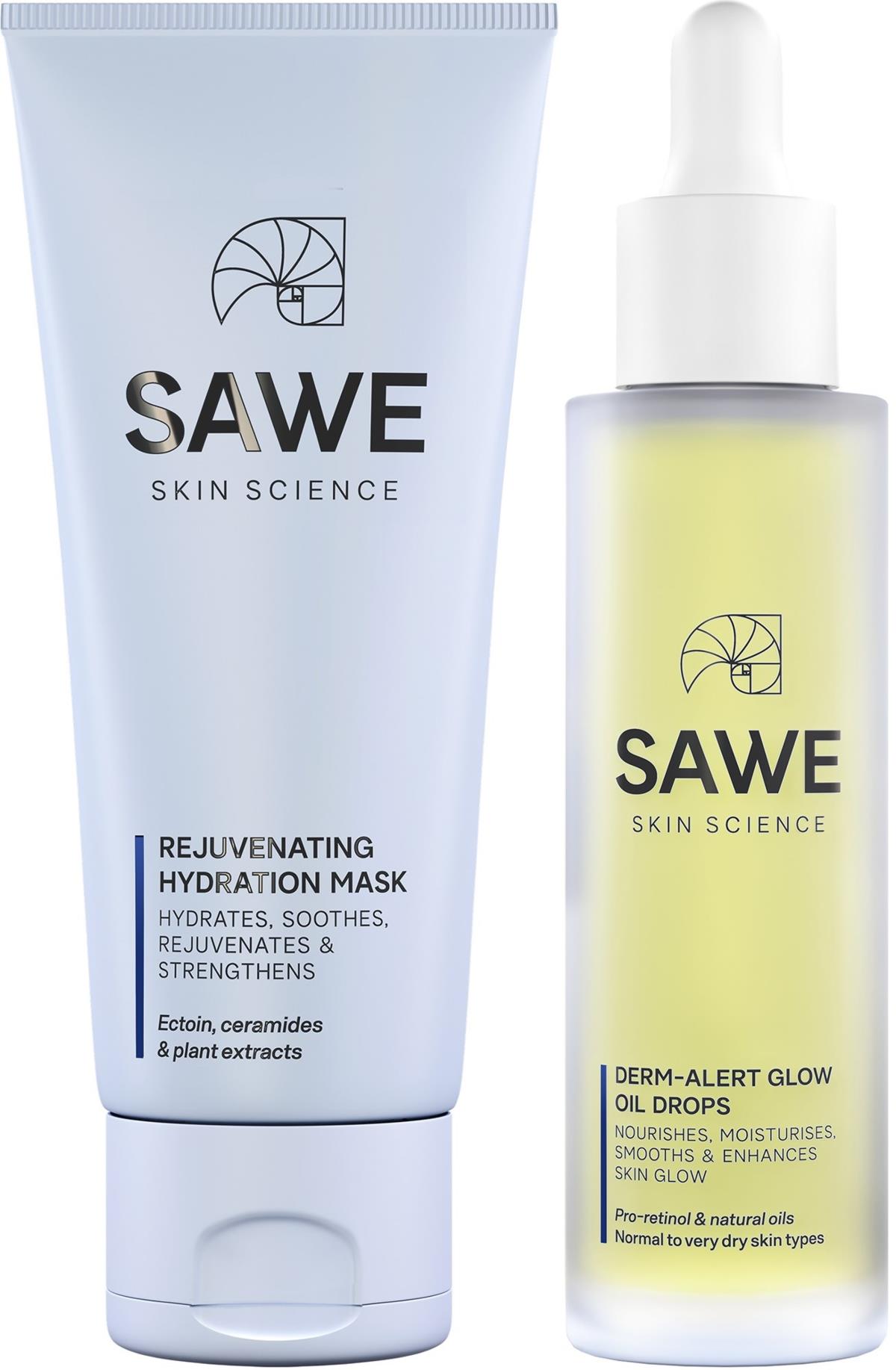 SAWE Skin Science Bundle Derm-Alert Glow Oil Drops 30 ml & Rejuvenating ...
