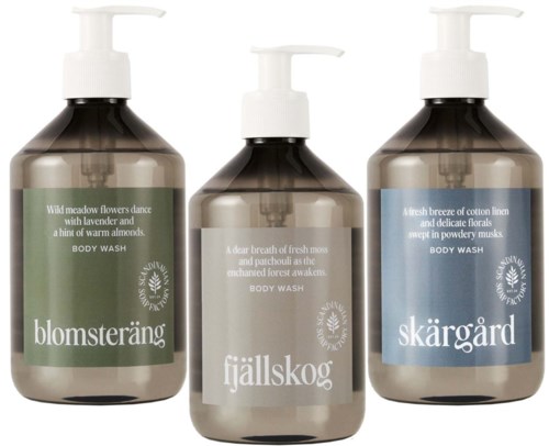 Scandinavian Soap Factory Blomsteräng Body Wash 500 ml & Fjällskog Body Wash 500 ml & Skärgård Body Wash 500 ml