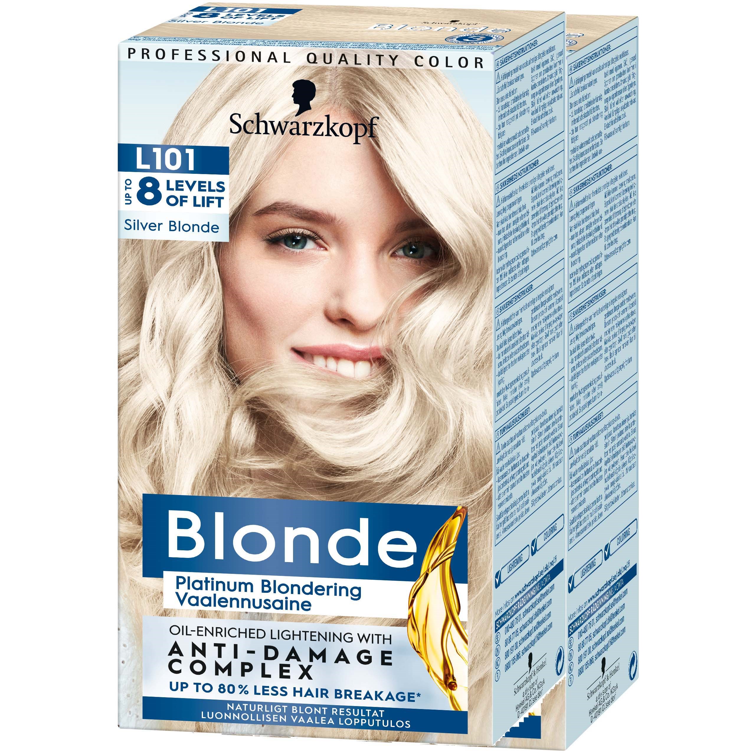 Läs mer om Schwarzkopf Blonde L101 Silver Blonde-2 pack