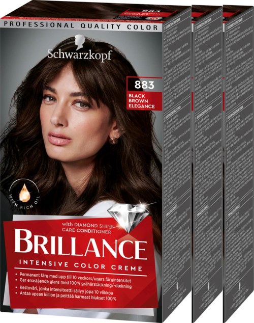 Schwarzkopf Brillance 883 Blackbrown E 3 pack Lyko schwarzkopf-brillance-883-blackbrown-e-3-pack-lyko