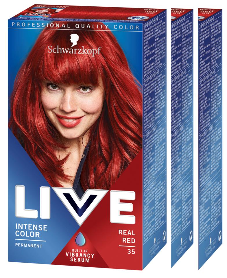 Schwarzkopf Schwarzkopf Live Color 35 Real Red 3pack