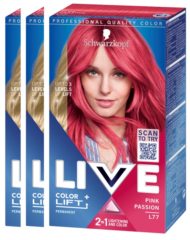 Schwarzkopf Live Color L77 Pink Passion 3-pack
