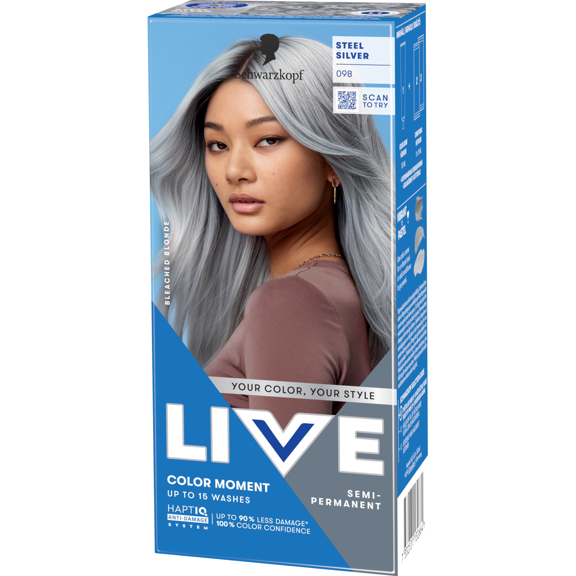 Schwarzkopf LIVE Color Moment 98 Steel Silver billede