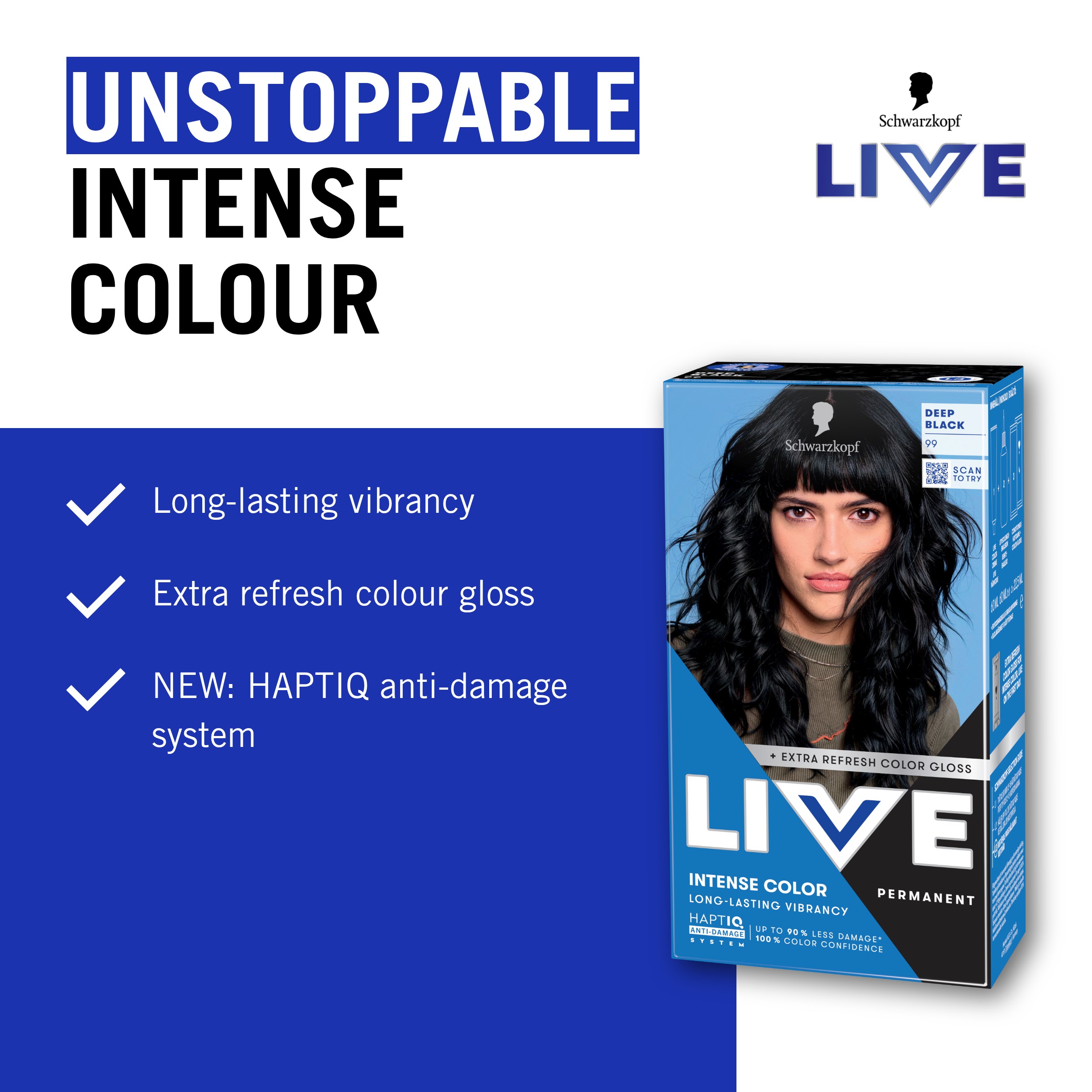 Schwarzkopf LIVE Intense Color 99 Deep Black (zdjęcie 3)