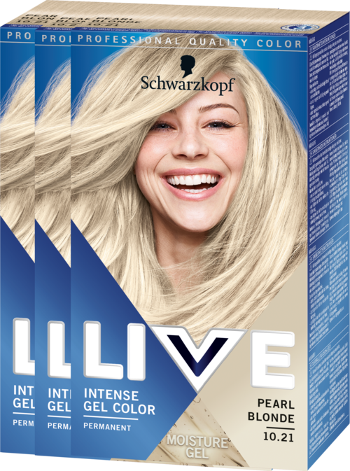 Box med Schwarzkopf hårfarve med en smilende blond kvinde på pakken.