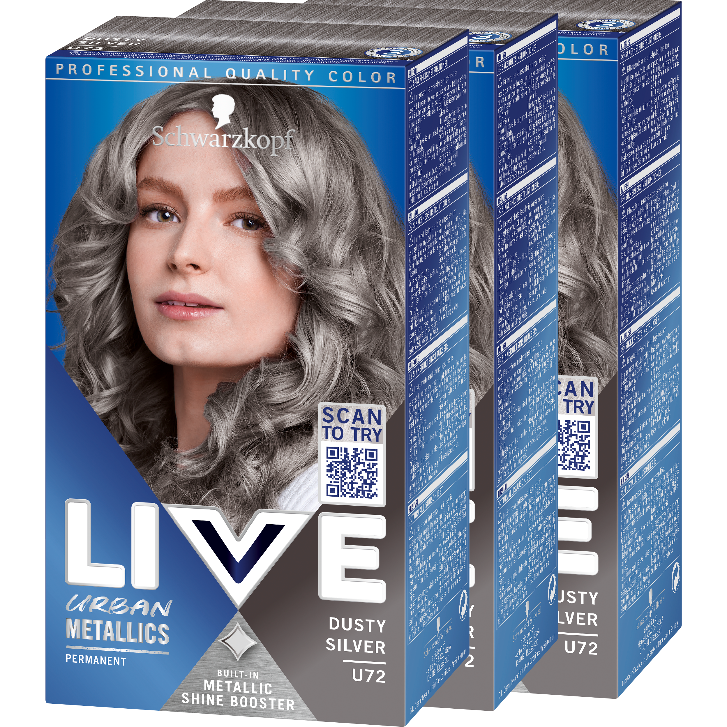 Schwarzkopf LIVE U72 Dusty Silver 3-pack