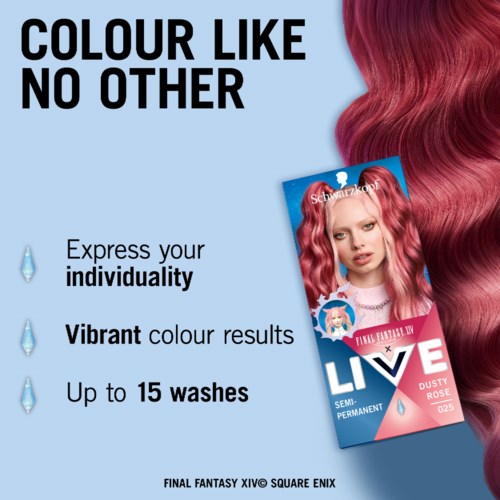 It promotes hair dye with vibrant color, lasting up to 15 washes, and encourages expressing individuality.