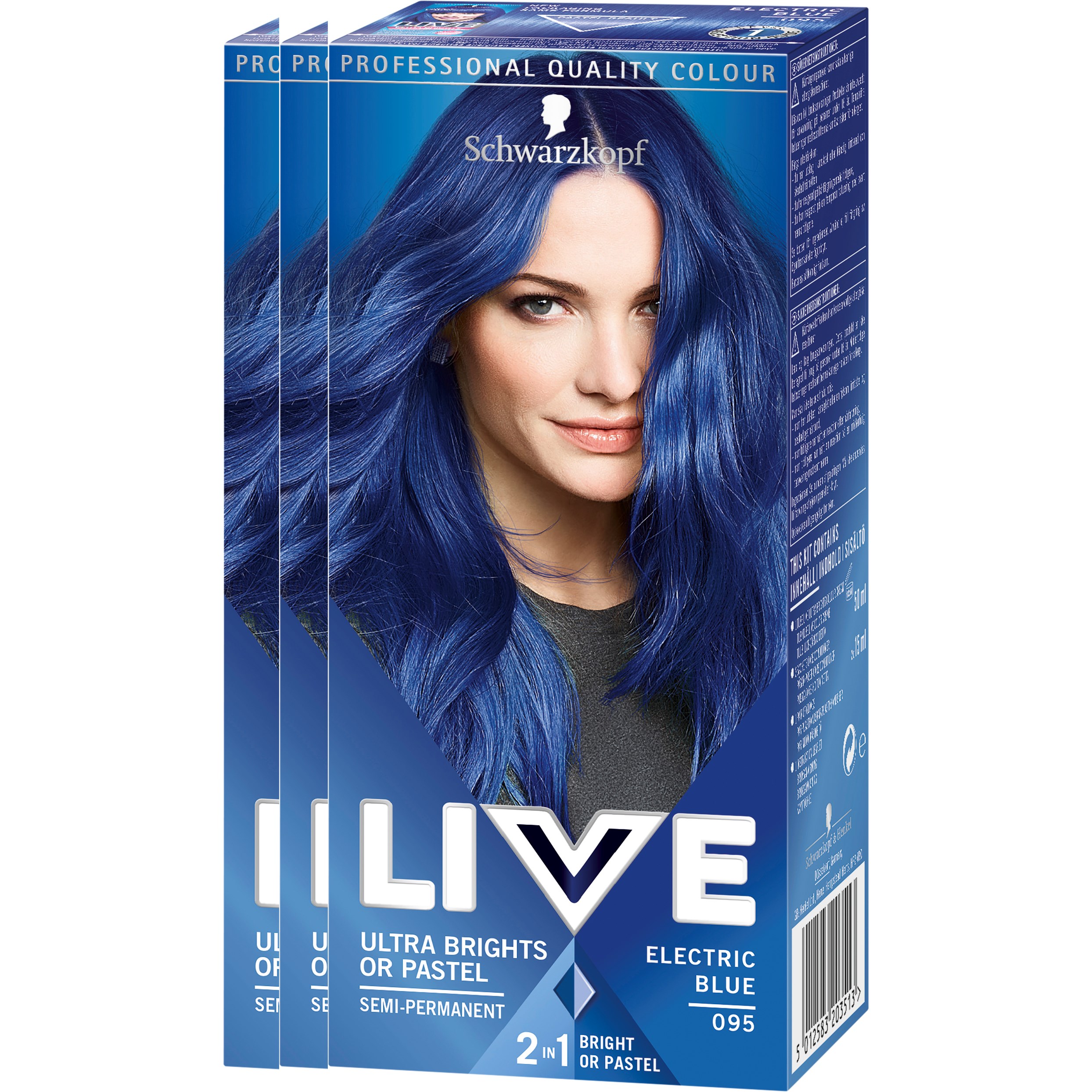 Schwarzkopf LIVE Ultra Brights or Pastel 95 Electric Blue 3-pack