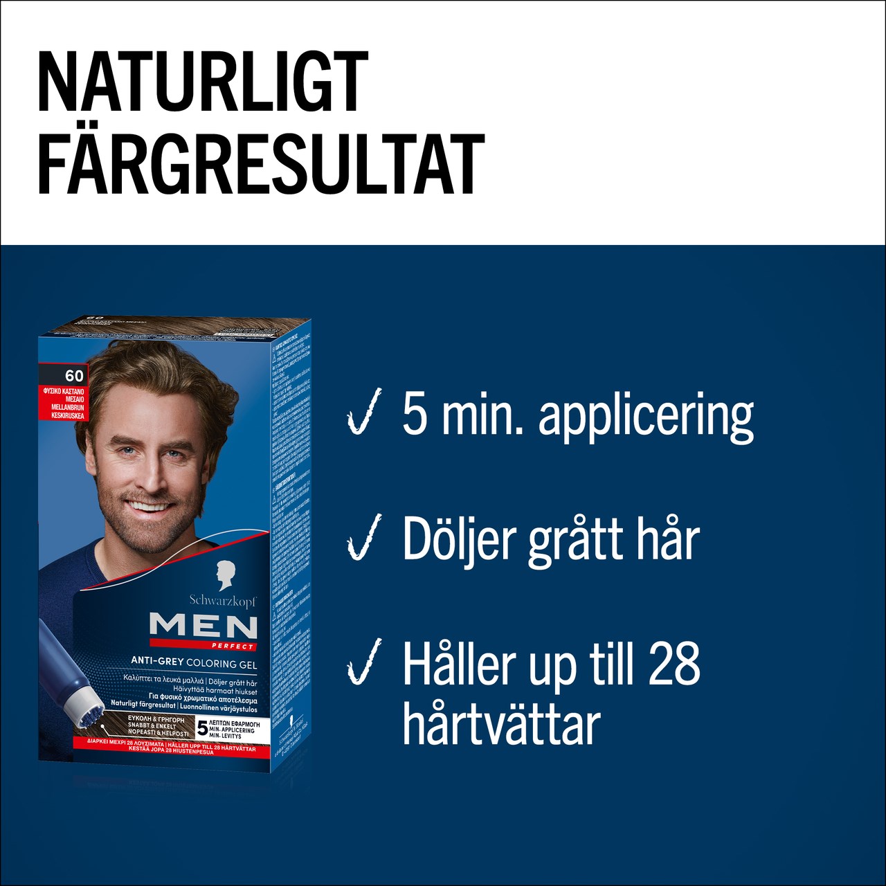 Schwarzkopf Men Perfect Anti-Grey Coloring Gel 60 M Brown (obrázok 4)