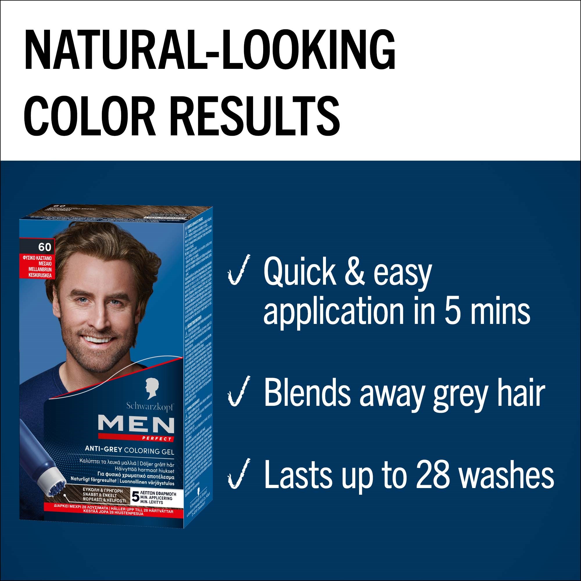 Schwarzkopf Men Perfect Anti-Grey Coloring Gel 60 M Brown (obrázok 5)