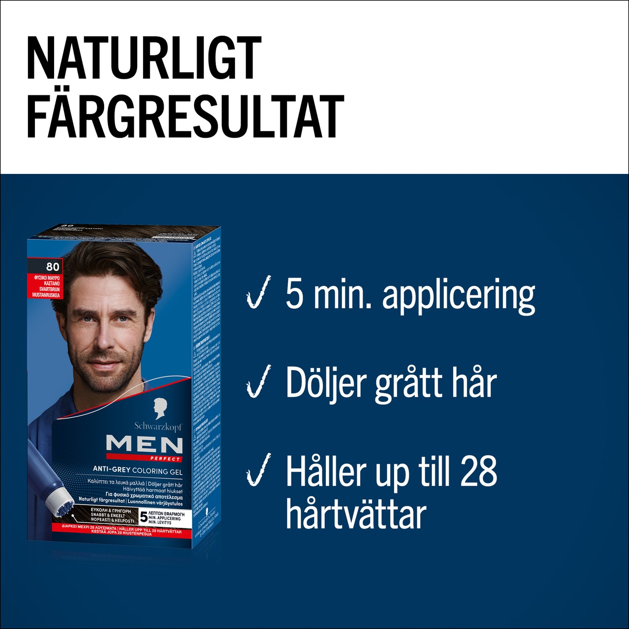 Schwarzkopf Men Perfect Anti-Grey Coloring Gel 80 BlackBrown (obrázok 4)
