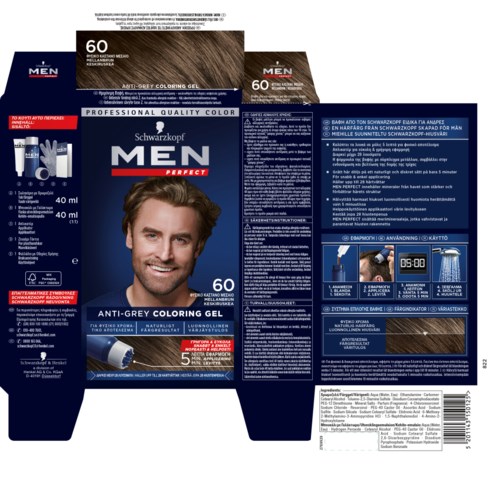 Schwarzkopf Men Perfect AntiGrey Color Gel 60 Medium Brown