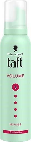 Jasnozielony spray Schwarzkopf Taft Volume pianka z pompką, numer 5, do cienkich włosów.