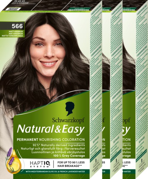 Schwarzkopf Schwarzkopf Natural & Easy 566 Matte Ash Brown 143ml 3-pack