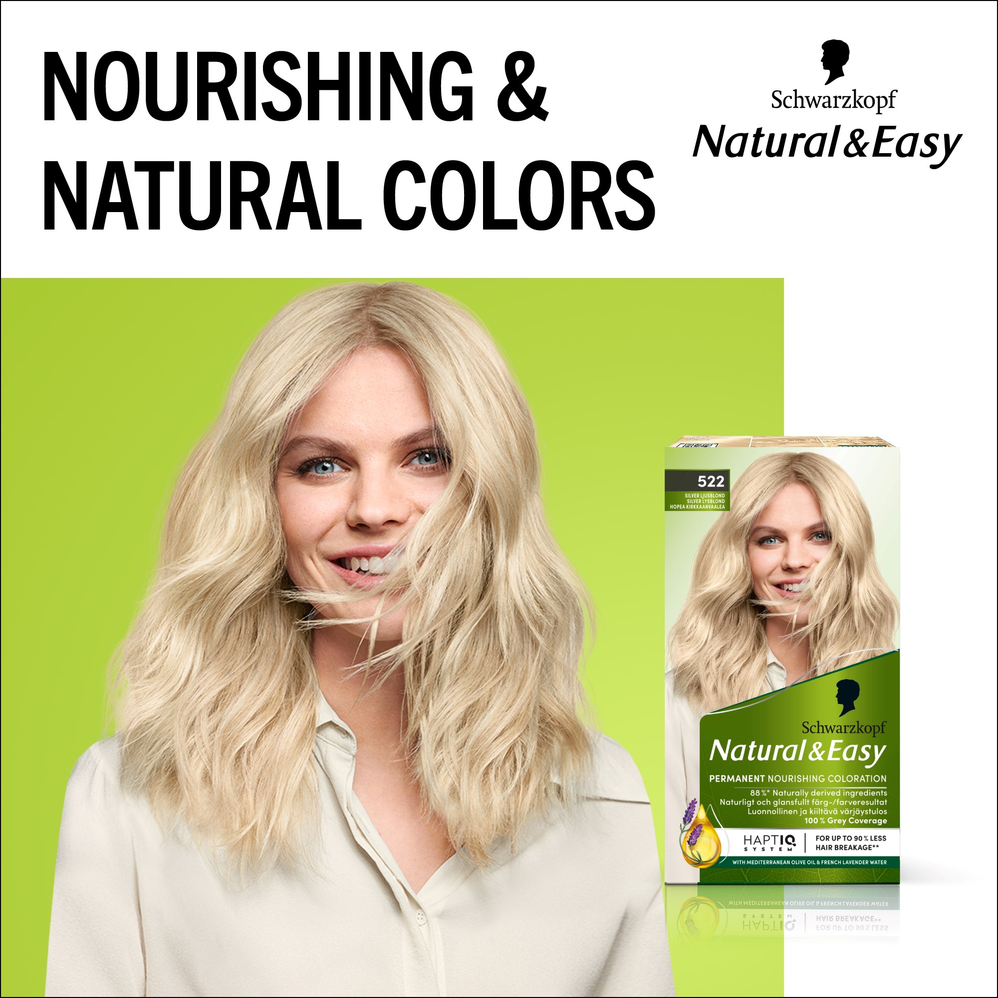Schwarzkopf Natural & Easy Hair Color 522 Silver Ljusblond (obrázok 10)