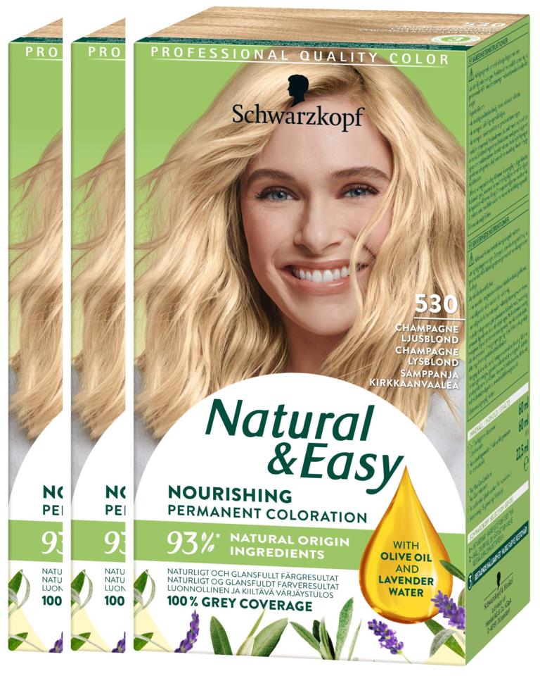 Schwarzkopf Natural&Easy 530 Champagne Ljusblond 3pack