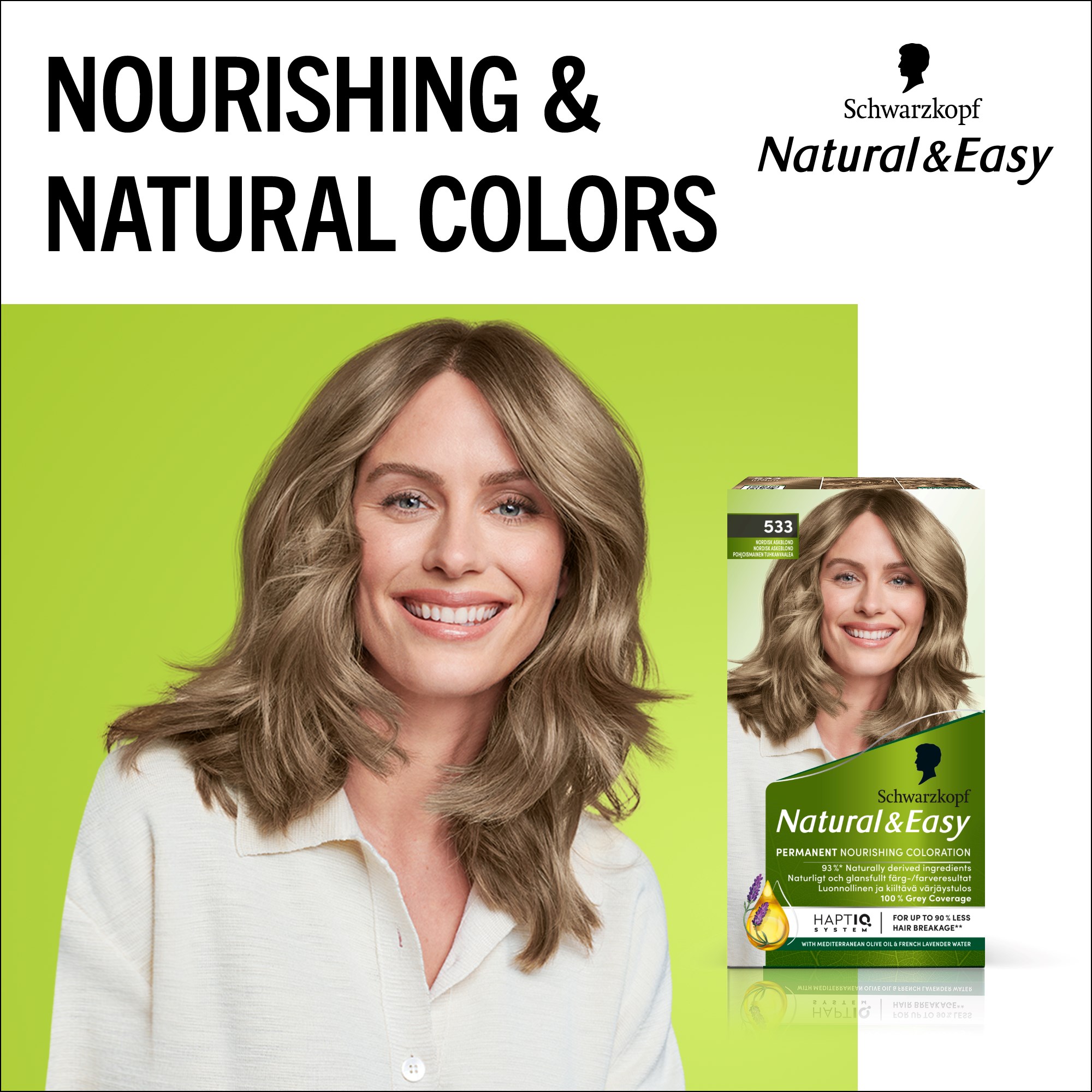 Schwarzkopf Natural & Easy Hair Color 533 Nordisk Askblond (obrázok 10)