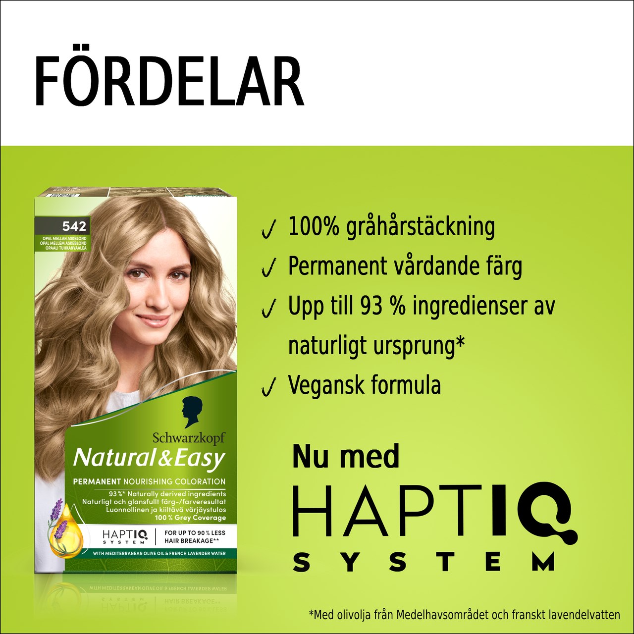 Schwarzkopf Natural & Easy Hair Color 542 Opal Mellan Askblond (obrázok 3)