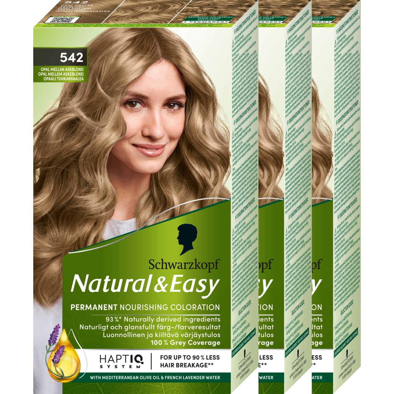 Schwarzkopf Schwarzkopf Natural&Easy 542 Opal Mellan Askblond 3-p