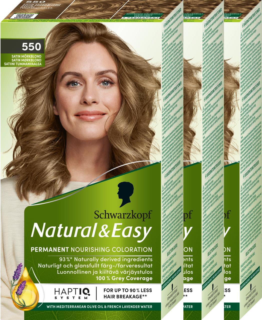 Schwarzkopf Schwarzkopf Natural&Easy 550 Satin Mörkblond 3pack