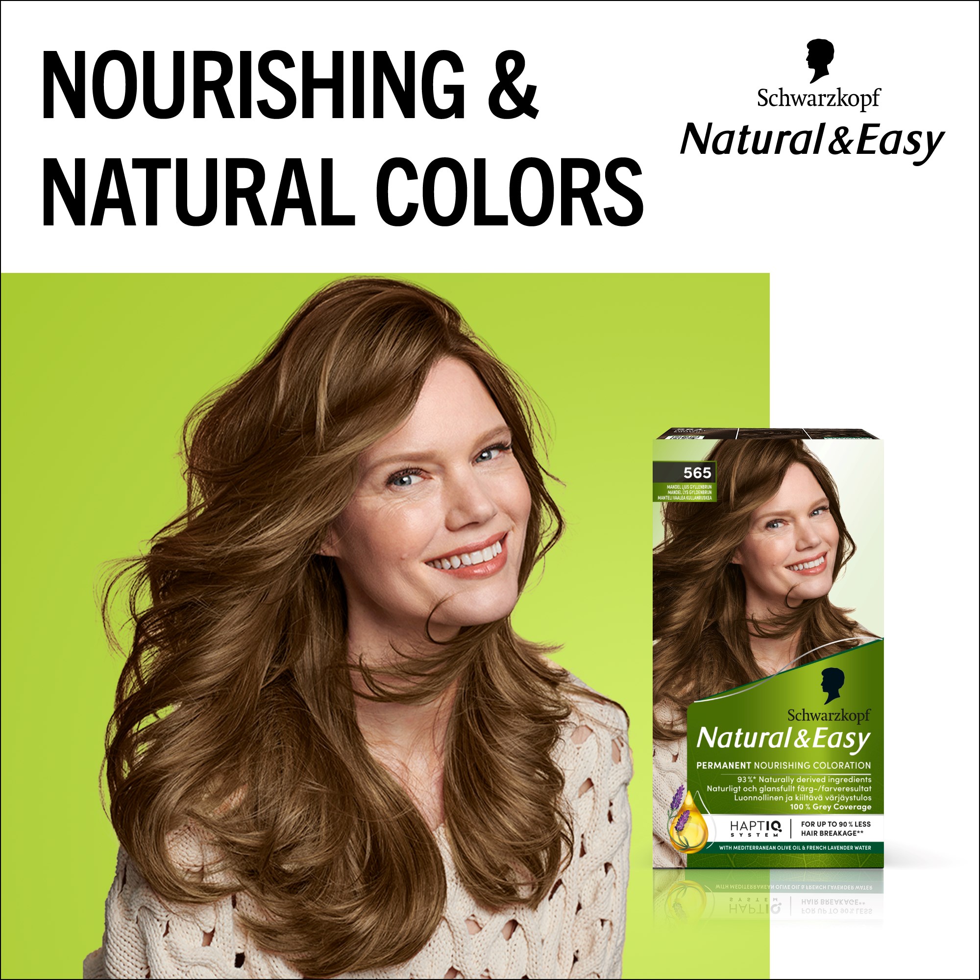 Schwarzkopf Natural & Easy Hair Color 565 Mandel Ljus Gyllenbrun (obrázok 10)