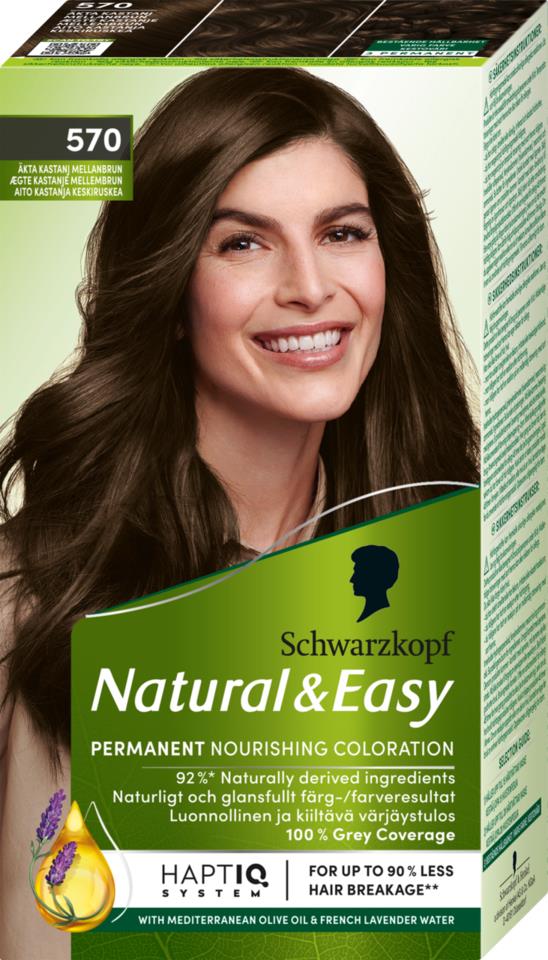 Schwarzkopf Natural&Easy 570 Äkta Kastanj Mellanbrun