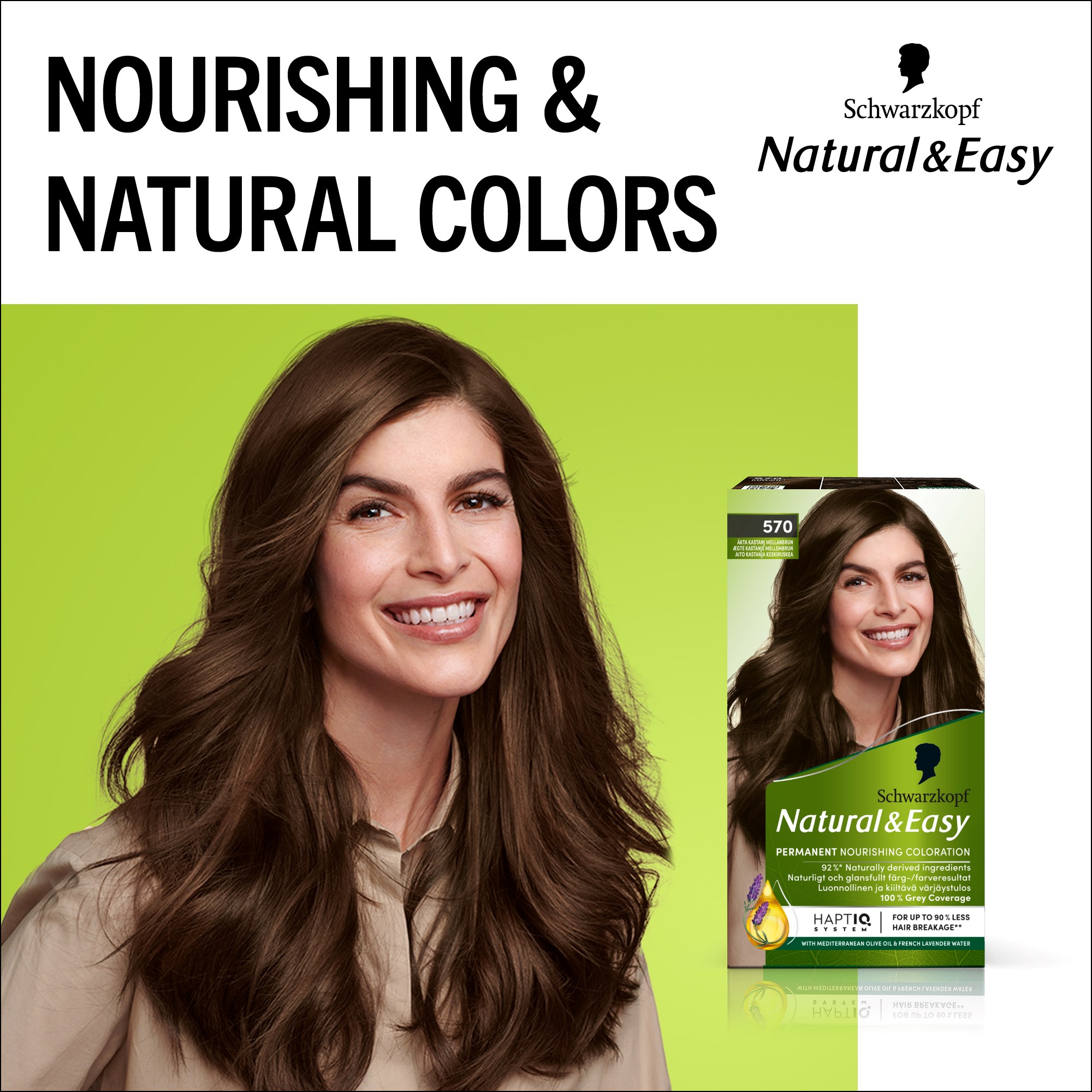 Schwarzkopf Natural & Easy Hair Color 570 Äkta Kastanj Mellanbrun (obrázok 10)