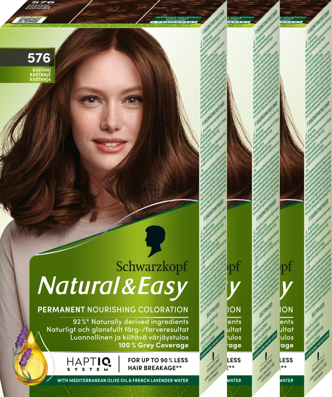 Schwarzkopf Natural&Easy 576 Kastanj 3-pack