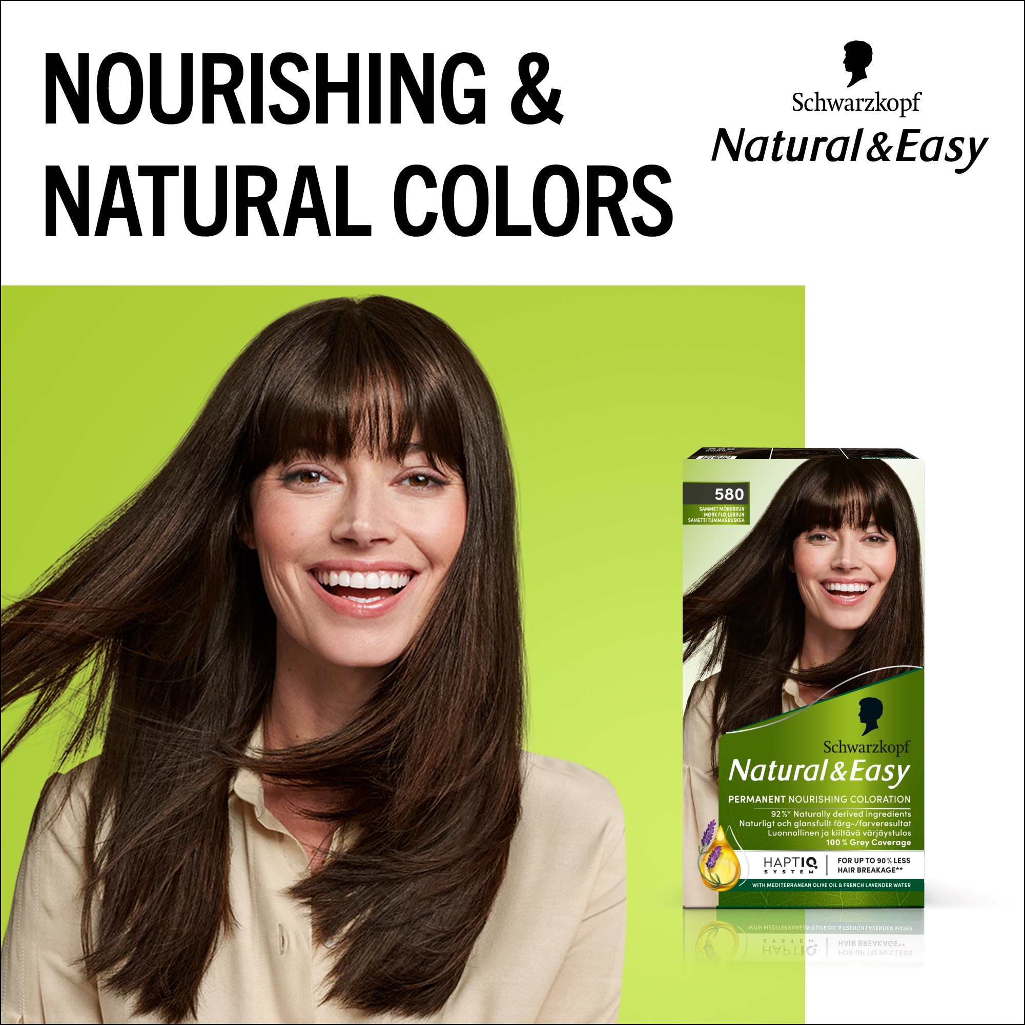 Schwarzkopf Natural & Easy Hair Color 580 Sammet Mörkbrun (obrázok 10)