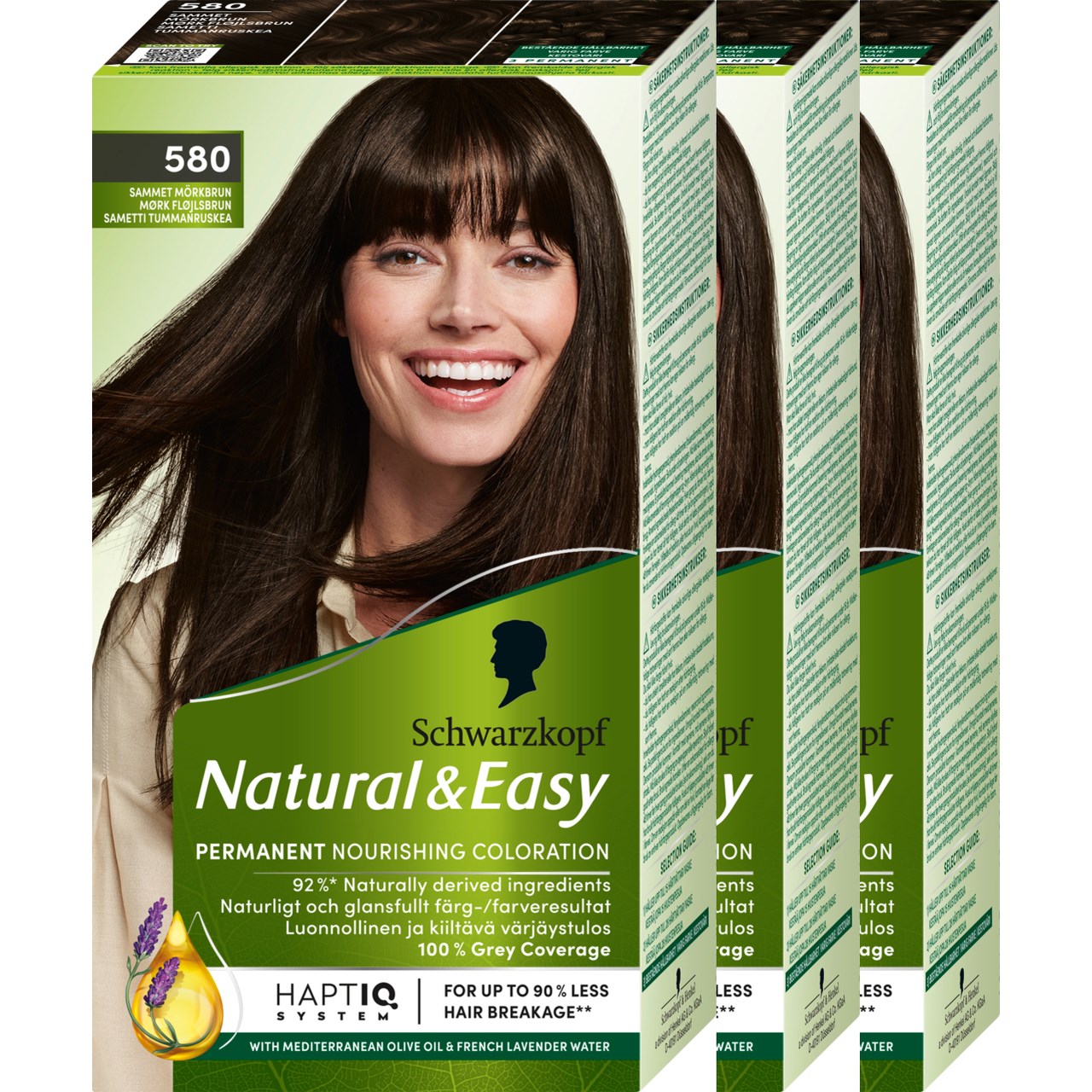Schwarzkopf Schwarzkopf Natural&Easy 580 Sammet Mörkbrun 3-pack