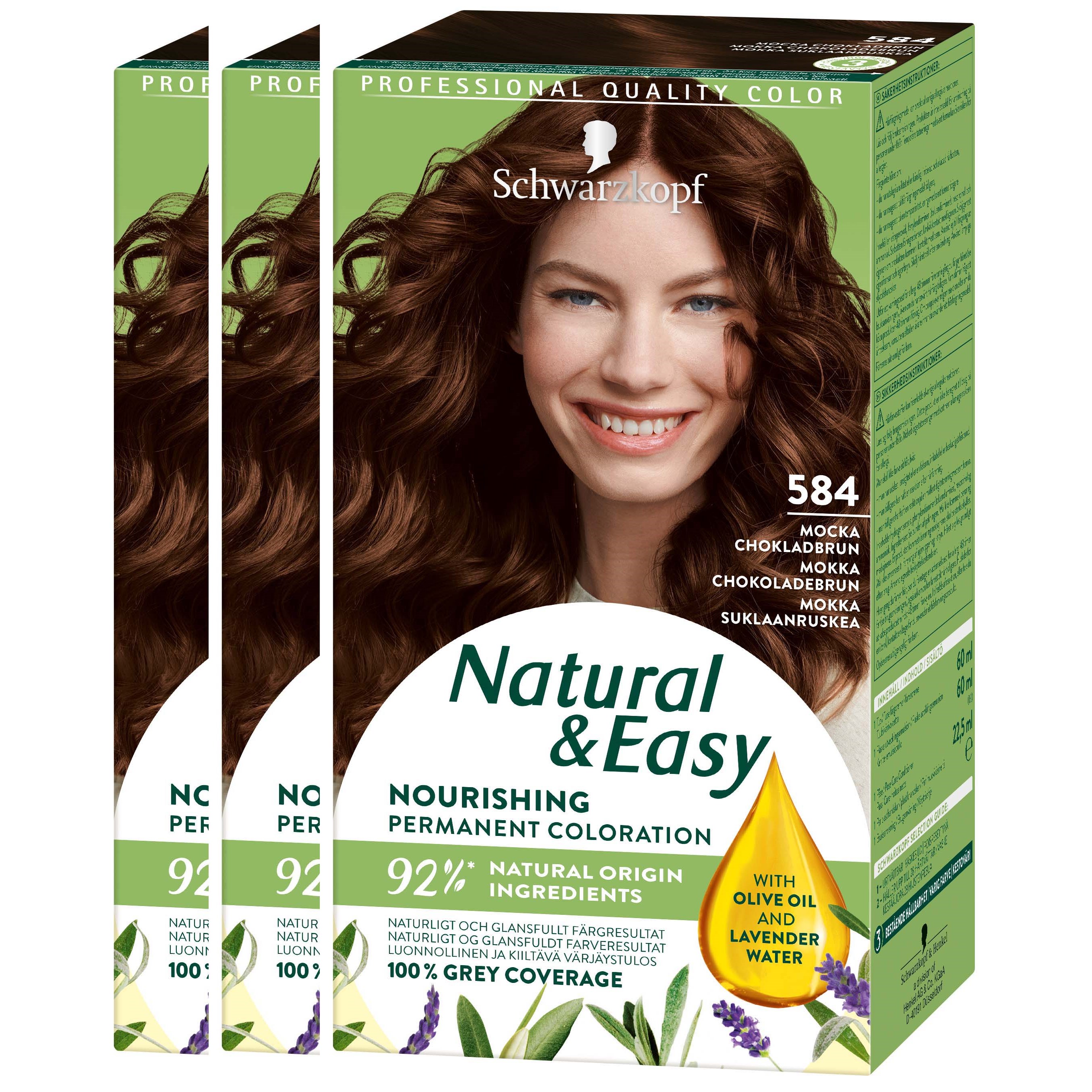 Schwarzkopf Schwarzkopf Natural&Easy 584 Mocka Chokladbrun 3-pack