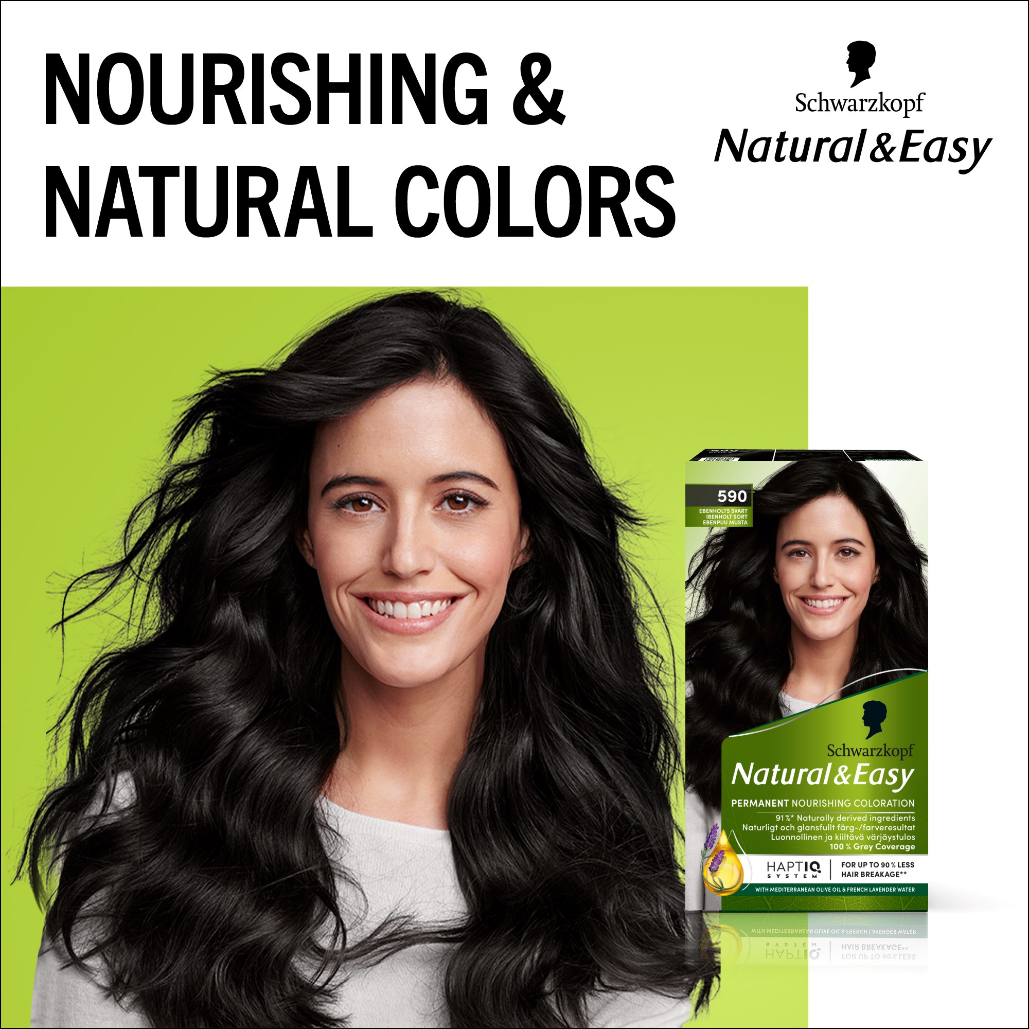 Schwarzkopf Natural & Easy Hair Color 590 Ebenholts Svart (obrázok 10)