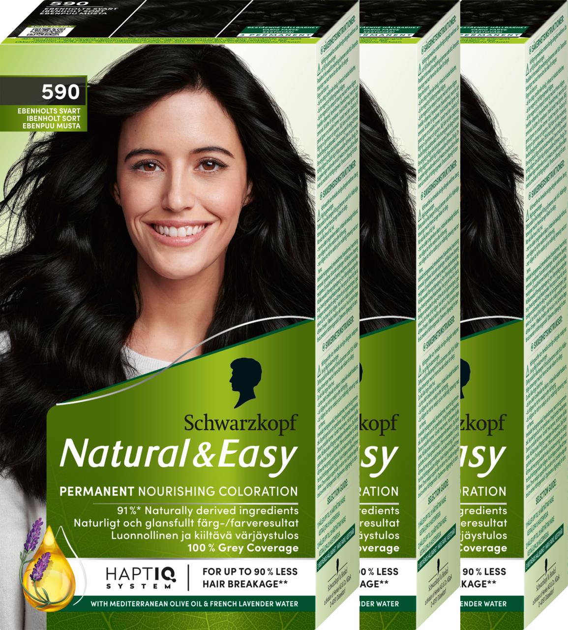 Schwarzkopf Natural&Easy 590 Ebenholts Svart 3-pack