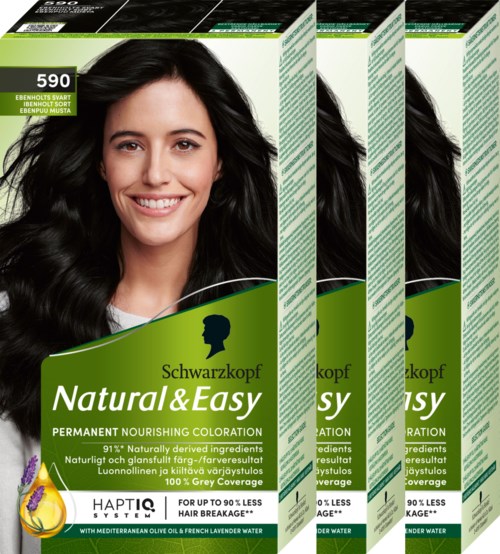 Schwarzkopf Schwarzkopf Natural&Easy 590 Ebenholts Svart 3-pack