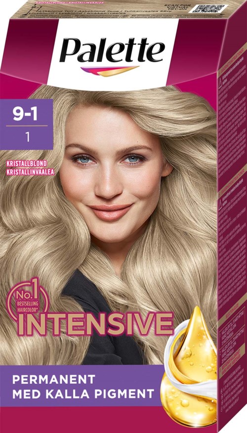 Packaging of hair dye with a smiling woman and a yellow peel on the box.