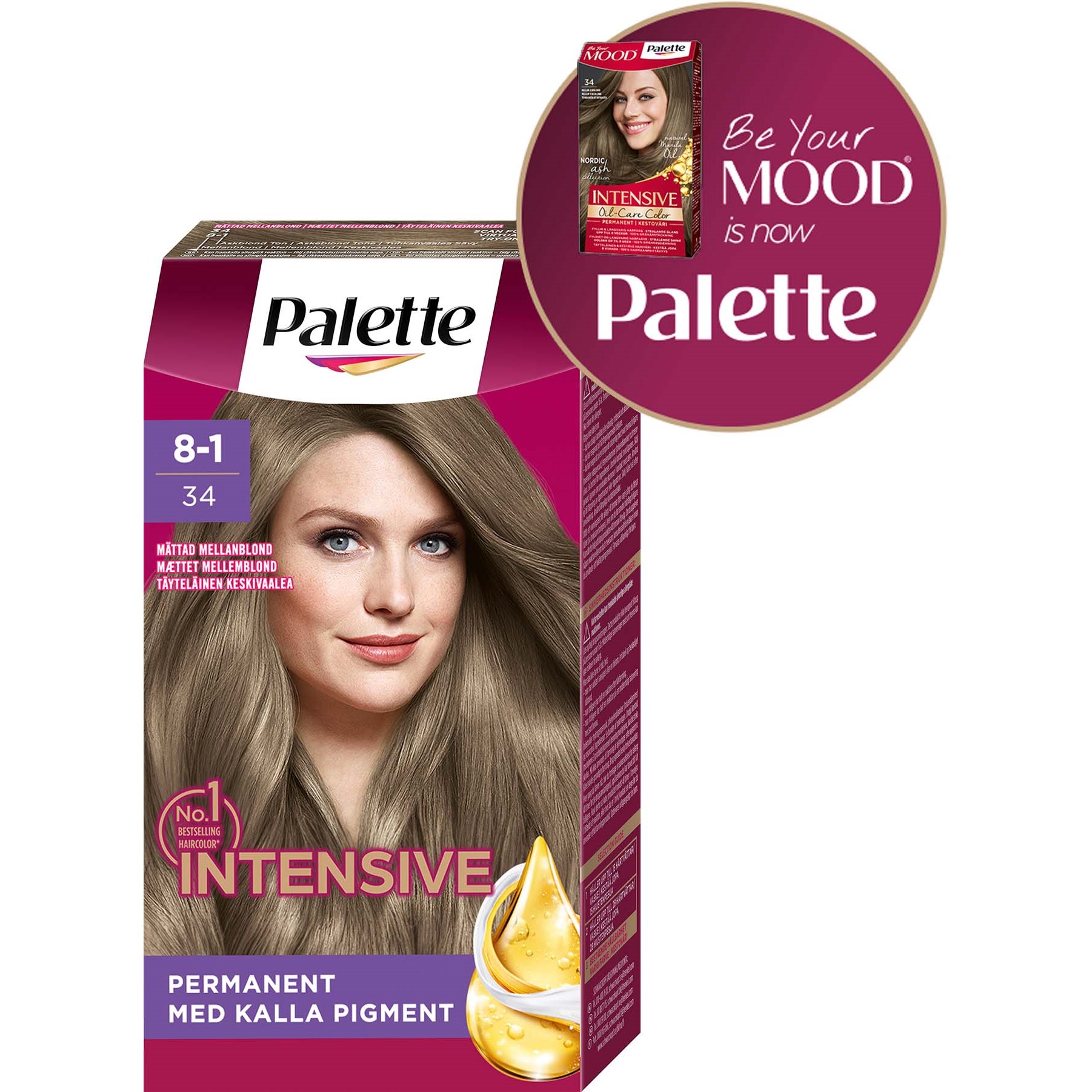 Schwarzkopf Palette Intensive Creme Coloration 8-1 Muted Medium Blonde