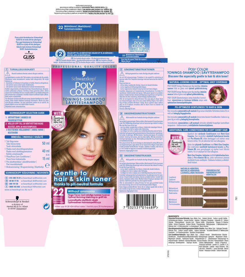 Poly Normal Shampoo Schwarzkopf Poly Color Toning Shampoo 22 Mörkblond | lyko.com