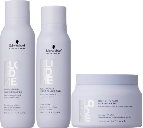 Schwarzkopf Professional BLONDME Purple Bundle Shampoo 300 ml & Conditioner 250 ml & Mask 200 ml