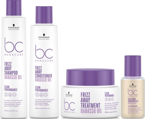 Nelikymmen hiustenhoitotuotetta, shampoo, hoitoaine, hoitotuote ja seerumi, kaikki violeteilla kannoilla ja etiketeillä.