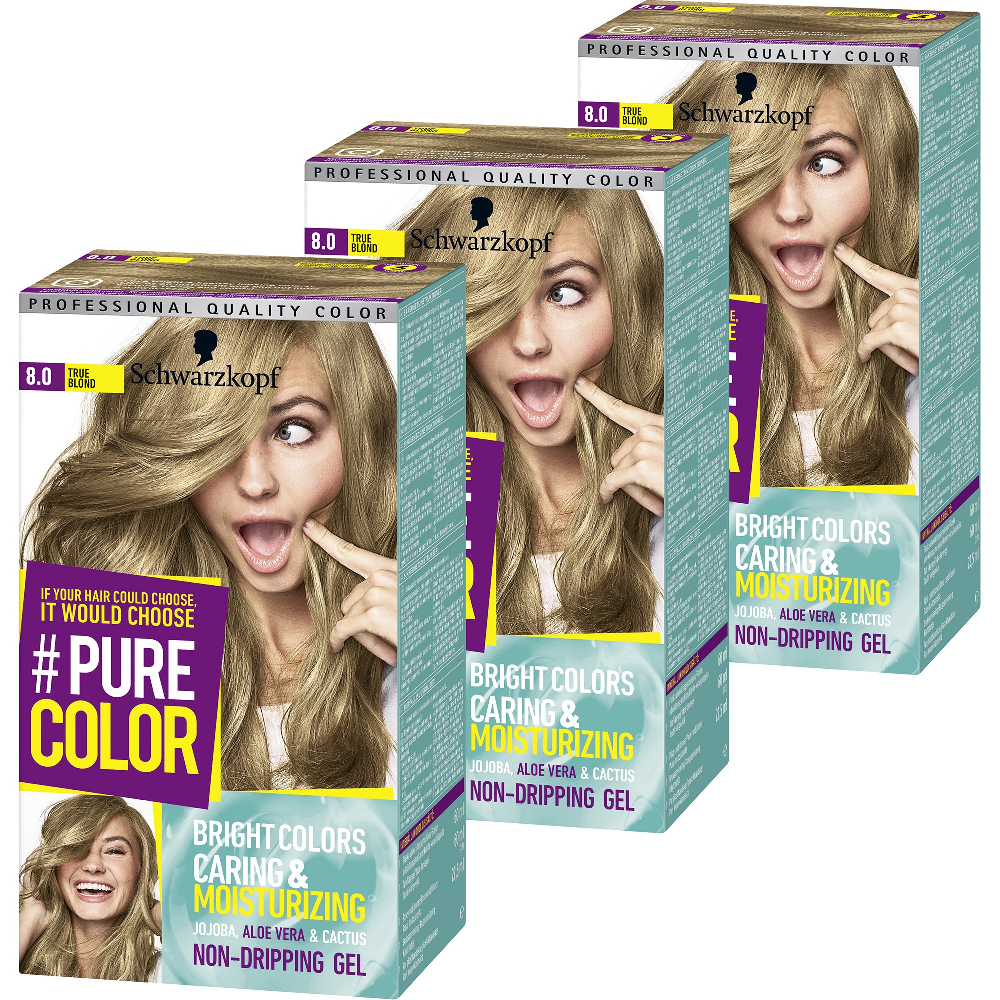 Schwarzkopf Pure Color 8.0 True Blond 3 Pack