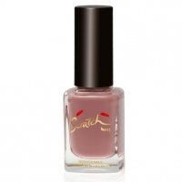 Eine rosa Nagellackflasche mit schwarzem Deckel, einfaches und elegantes Design.