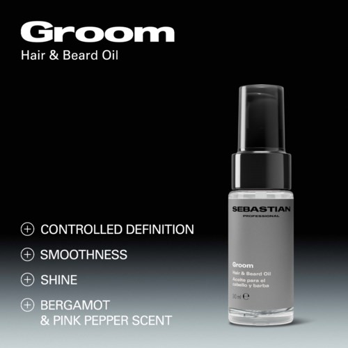 Масло для волос и бороды Sebastian Professional Groom Hair & Beard Oil for Men, бергамот и розовый перец, 30 мл — фото 3