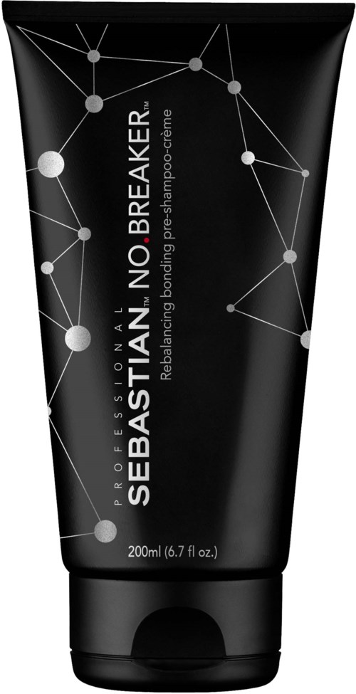 Sort tube med hvide prikker og linjer, mærket med produktnavn og detaljer. Det er en shampooemballage.