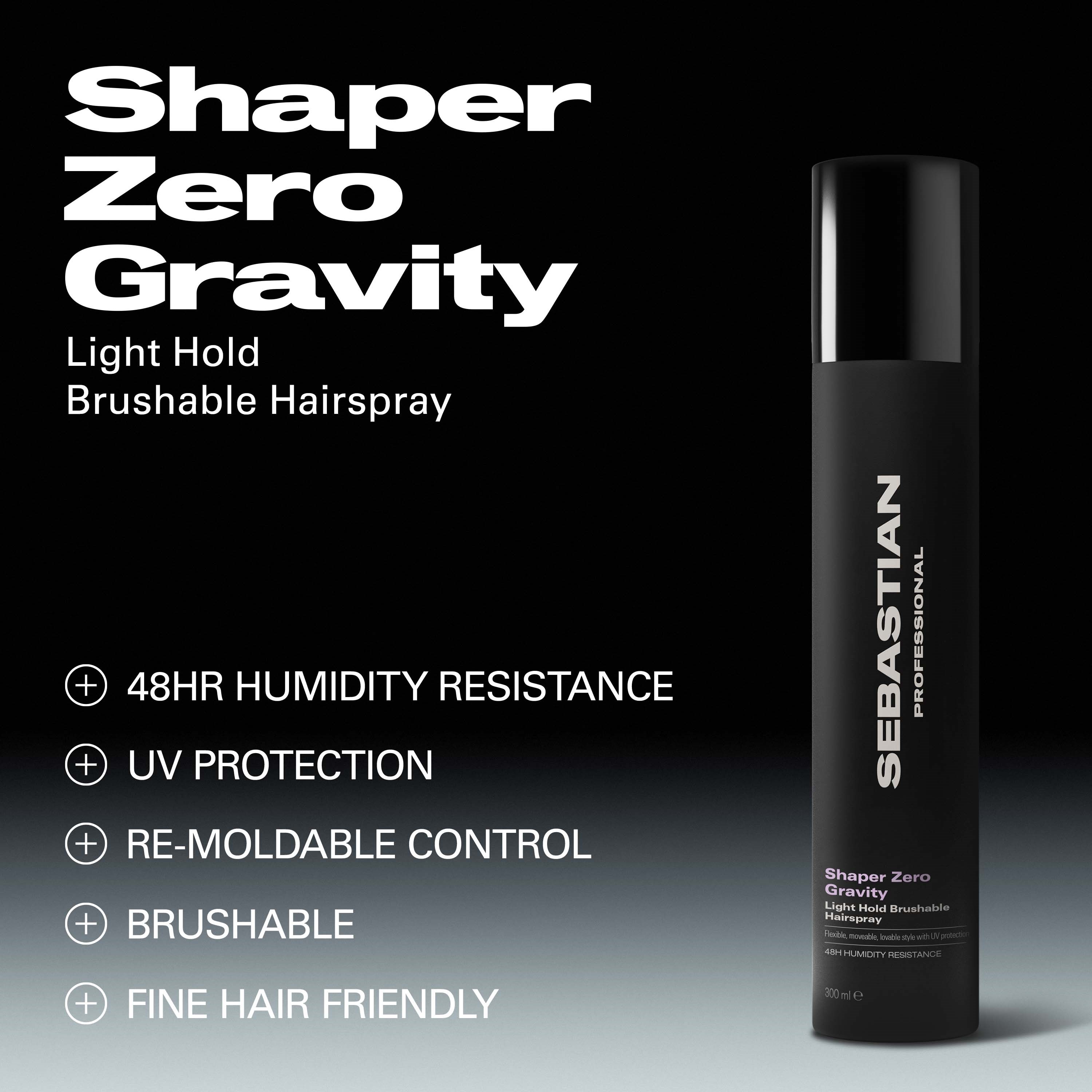 Sebastian Professional Shaper Zero Gravity Light Hold Hairspray 300 ml (obrázok 3)