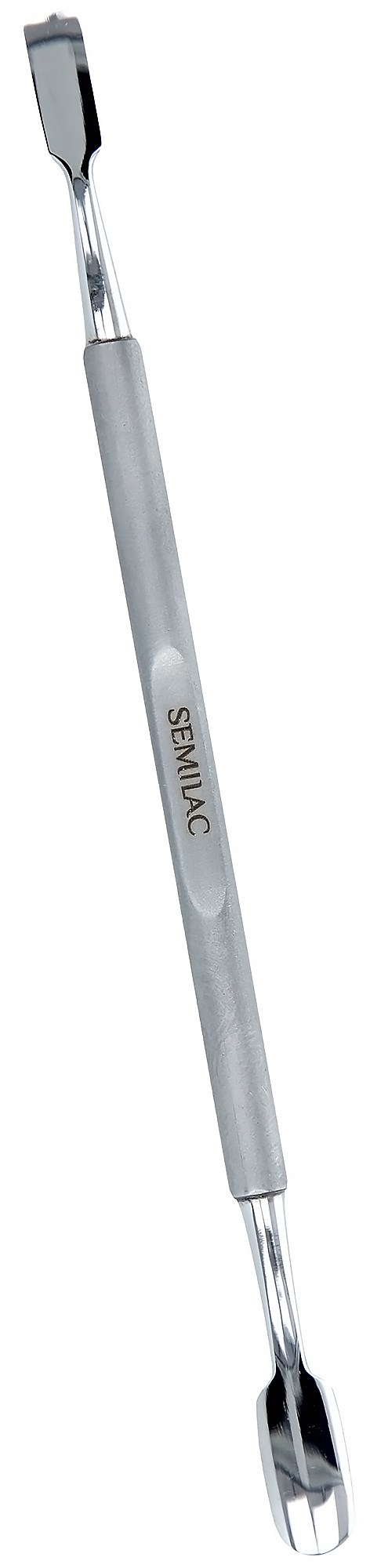 Metallinen työkalu, jossa on kädensijan merkintä "SEMIAC," ja litteät päät, mahdollisesti käytettävä sekoittamiseen.