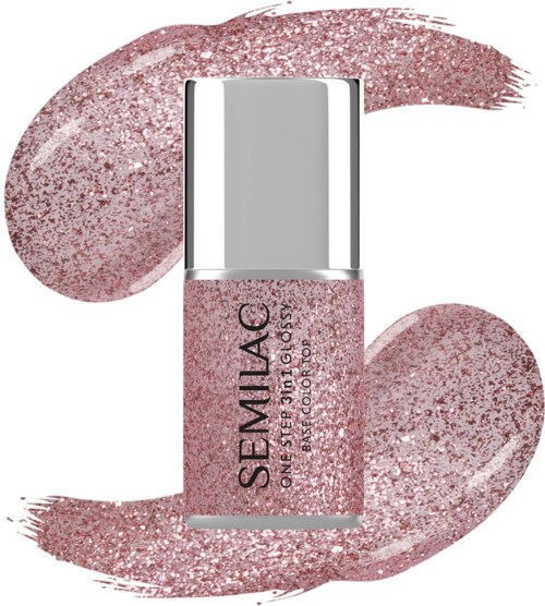 SEMILAC UV Gel Polish One Step 3in1 Glossy S250 Glitter Pink