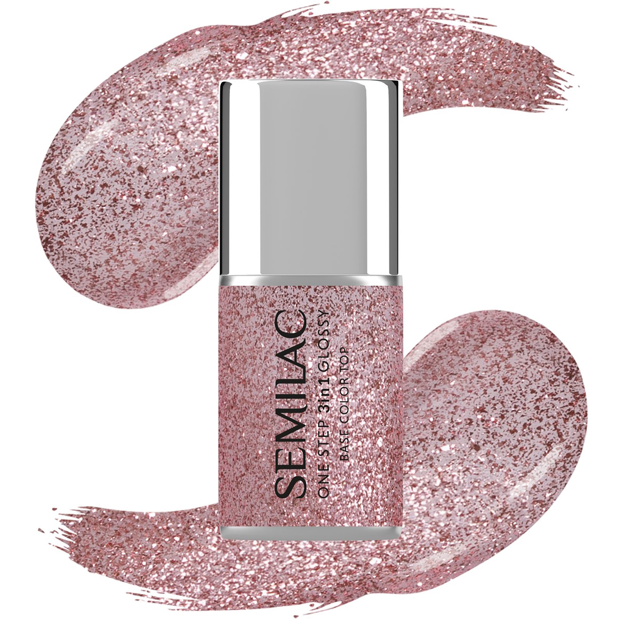 SEMILAC UV Gel Polish One Step 3in1 Glossy S250 Glitter Pink