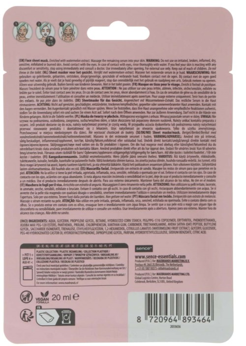 Różowa etykieta produktu z tekstem, symbolami i paskiem kreskowym, prawdopodobnie opakowanie produktu kosmetycznego lub do pielęgnacji skóry.