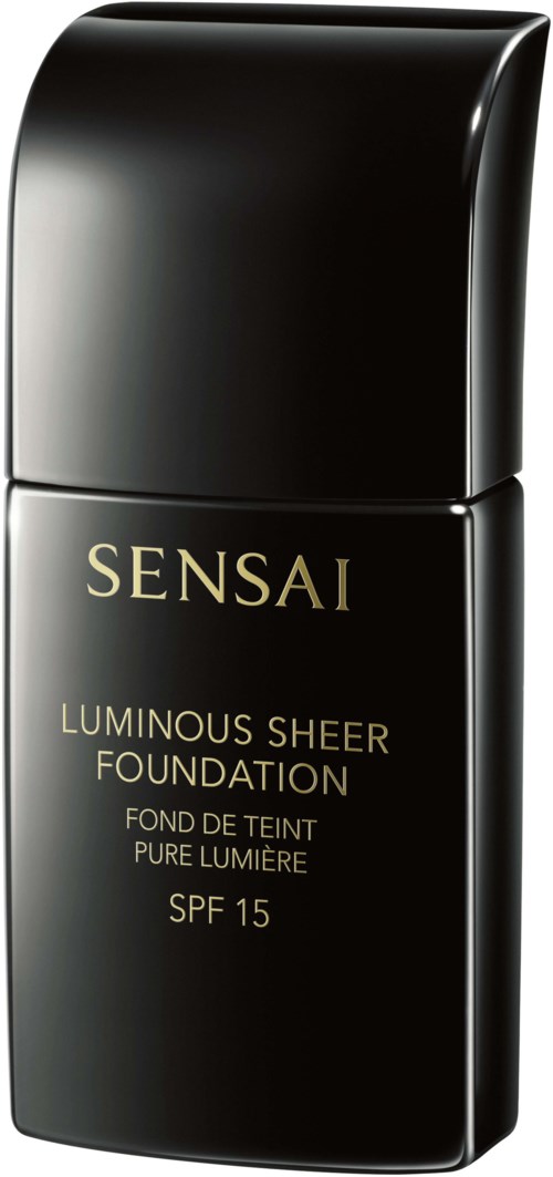 En flaska Sensai luminous sheem foundation med SPF 15 i svart förpackning.